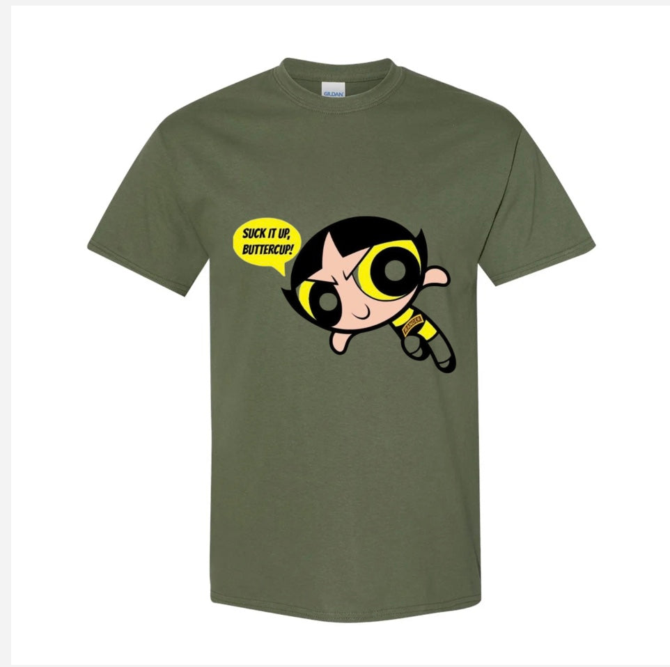 Miss Buttercup Short sleeve Cotton T-Shirt - Military Green