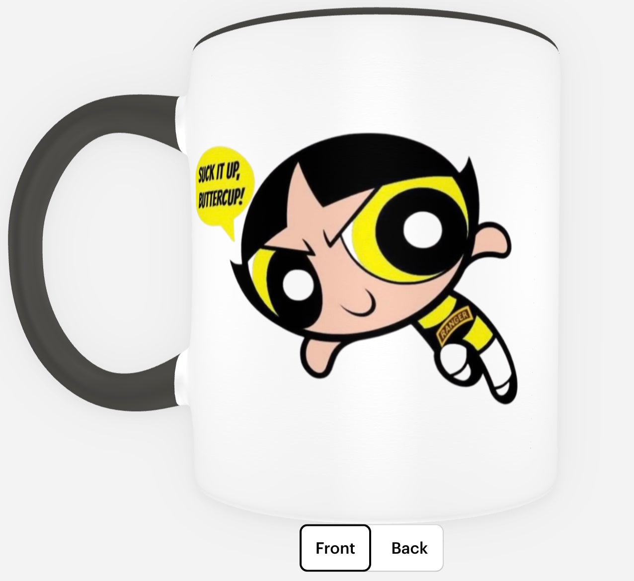 Miss Buttercup Ceramic Coffee Mug - Black Accent